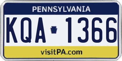 PA license plate KQA1366