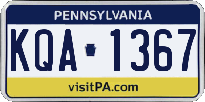 PA license plate KQA1367