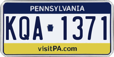 PA license plate KQA1371