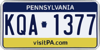 PA license plate KQA1377