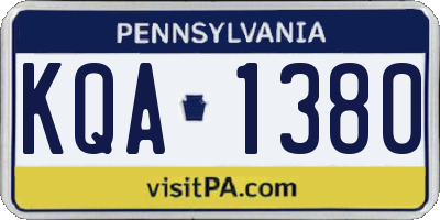 PA license plate KQA1380