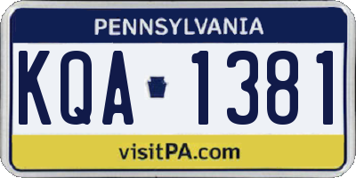 PA license plate KQA1381