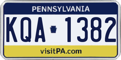PA license plate KQA1382