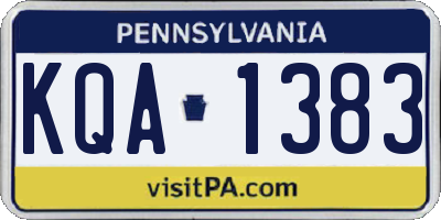 PA license plate KQA1383