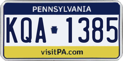 PA license plate KQA1385