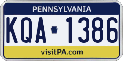 PA license plate KQA1386