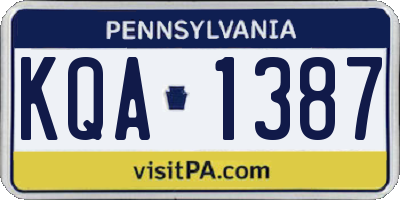 PA license plate KQA1387