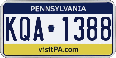 PA license plate KQA1388