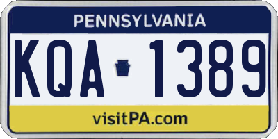 PA license plate KQA1389
