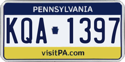 PA license plate KQA1397
