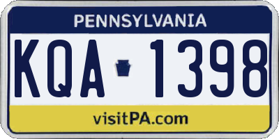 PA license plate KQA1398
