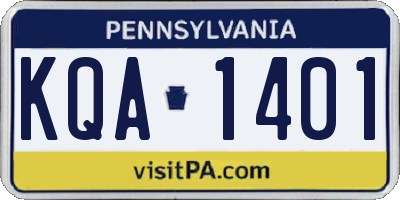PA license plate KQA1401