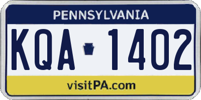 PA license plate KQA1402