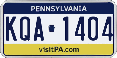 PA license plate KQA1404