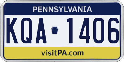 PA license plate KQA1406
