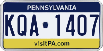 PA license plate KQA1407