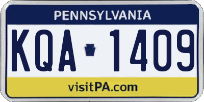 PA license plate KQA1409