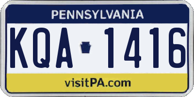 PA license plate KQA1416