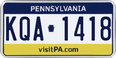 PA license plate KQA1418