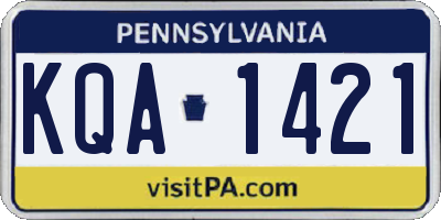 PA license plate KQA1421