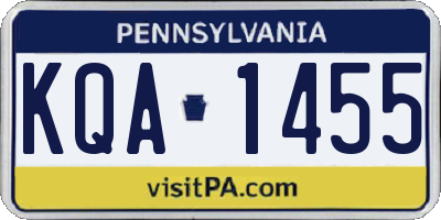 PA license plate KQA1455