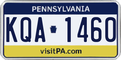PA license plate KQA1460