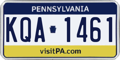 PA license plate KQA1461