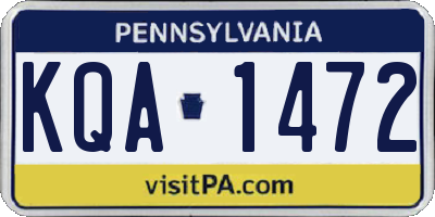 PA license plate KQA1472