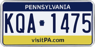 PA license plate KQA1475