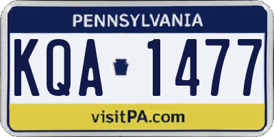 PA license plate KQA1477