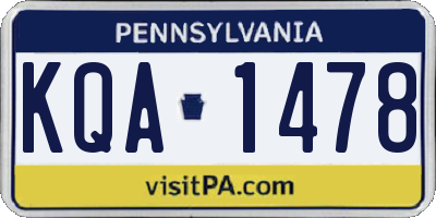 PA license plate KQA1478
