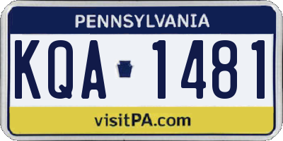 PA license plate KQA1481