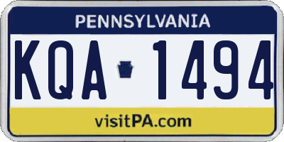 PA license plate KQA1494