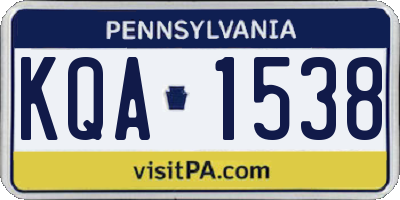 PA license plate KQA1538