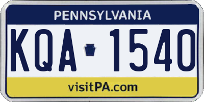 PA license plate KQA1540
