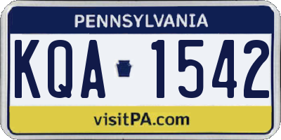 PA license plate KQA1542