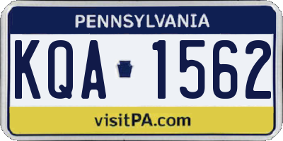 PA license plate KQA1562