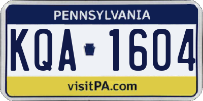 PA license plate KQA1604