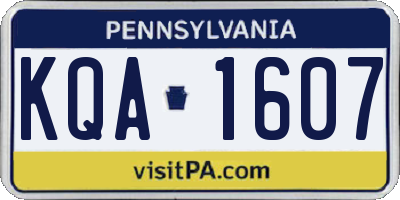 PA license plate KQA1607