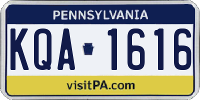 PA license plate KQA1616