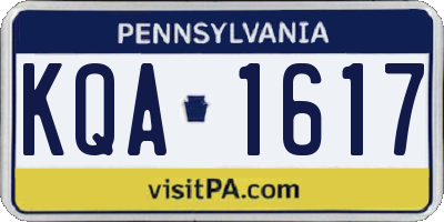 PA license plate KQA1617