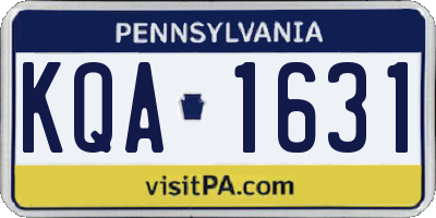 PA license plate KQA1631