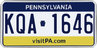 PA license plate KQA1646