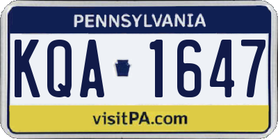 PA license plate KQA1647