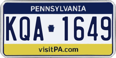 PA license plate KQA1649