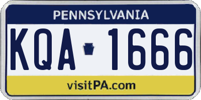 PA license plate KQA1666