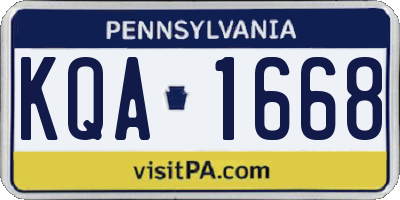 PA license plate KQA1668