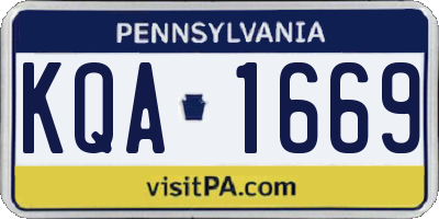 PA license plate KQA1669