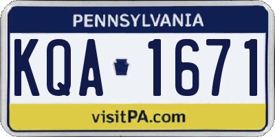PA license plate KQA1671
