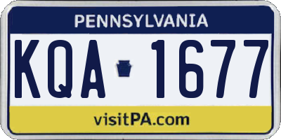 PA license plate KQA1677